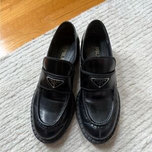 Prada Women’s Black Leather Slip-On Loafers